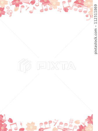 Watercolor musical notes and cherry blossom frame_pink_vertical 112311869