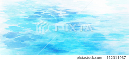 清爽的淺藍色和藍色大海水彩背景背景圖 112311987