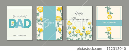 Father's Day Rose Material Set Frame Background Vector Illustration Simple Stylish 112312040