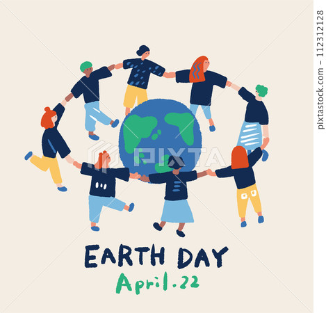 地球日人們手牽手與地球插畫 112312128