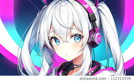 Girl with headphones/Girl listening to music/Audition 112313376