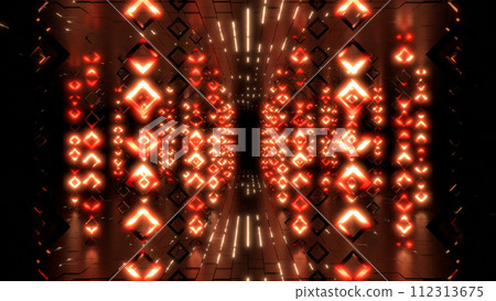 VJ tunnel corridor ring square flashy neon red [separate version available] 112313675