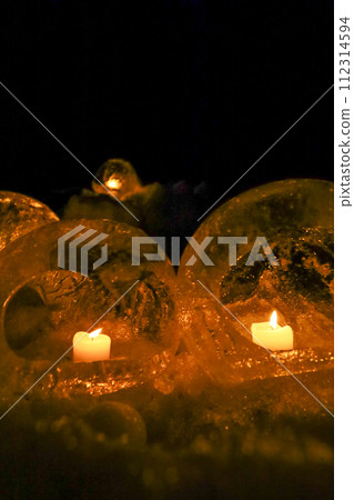 Ice and snow lanterns on the snow road Inabu Ice and snow lanterns on the snow road Inabu 112314594