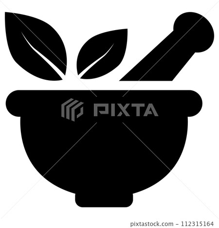 Bold Icon cup of herbal icon. Pestle and mortar icon sign. Herbal Medicine symbol. flat style. 112315164