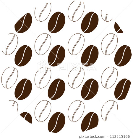 Circle patterned of contour and silhouette coffee beans. Sticker or backdrop texture design concept 112315166