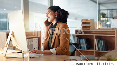 Woman, computer and phone call as receptionist for client consulting or online booking, information with smile. Female worker, communication or talking in office for service, helping or appointment Woman, computer and phone call as receptionist for client consulting or online booking, information with smile. Female worker, communication or talking in office for service, helping or appointment 112315170