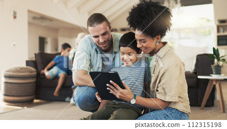 Tablet, home and happy family parents, kid or people working on e learning, knowledge or helping son with studying. Elearning, remote online education and young child, mother and father bond together Tablet, home and happy family parents, kid or people working on e learning, knowledge or helping son with studying. Elearning, remote online education and young child, mother and father bond together 112315198