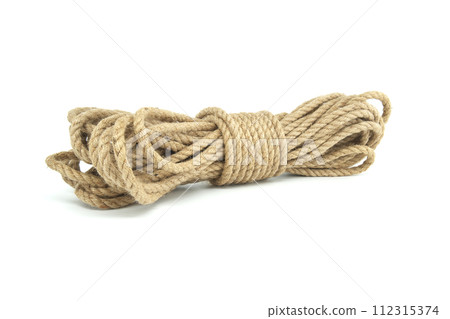 Natural fiber rope isolated on white background Natural fiber rope isolated on white background 112315374