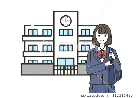 一個高中女生去上學的插圖 112315486