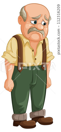Sad Elderly Man with Suspenders 112316209
