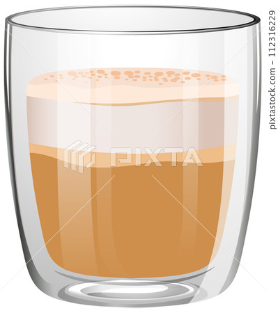 Warm Frothy Latte in a Clear Glass 112316229