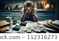 A woman worries about managing her household finances 112316273