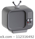 3D old tv icon on transparent background 112316492