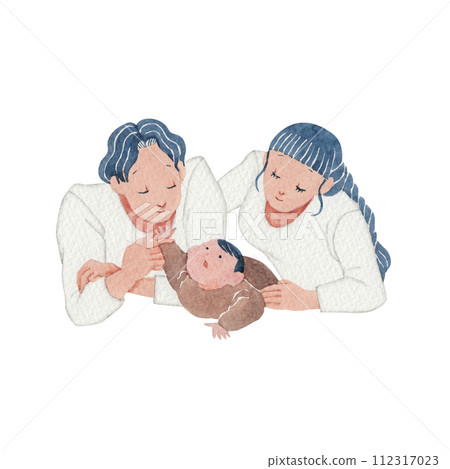 Family of good friends and baby watercolor illustration Family of good friends and baby watercolor illustration 112317023