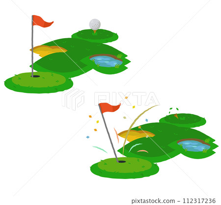 Golf course stretching from top right to bottom left Golf course stretching from top right to bottom left 112317236