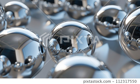 Stunning 3D render featuring glass glossy spheres with mesmerizing reflections, Ai Generated. 112317550