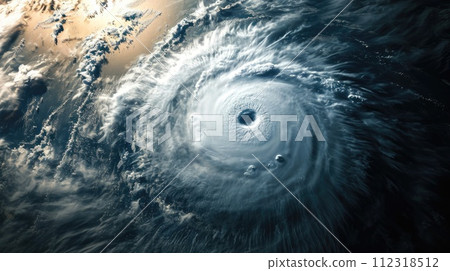 A satellite view captures the immense power of a tropical cyclone, Ai Generated. 112318512