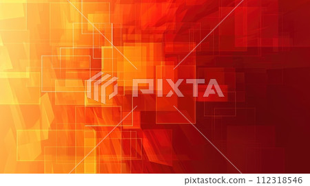 Square transition abstract background blending from orange to red hues, Ai Generated. 112318546