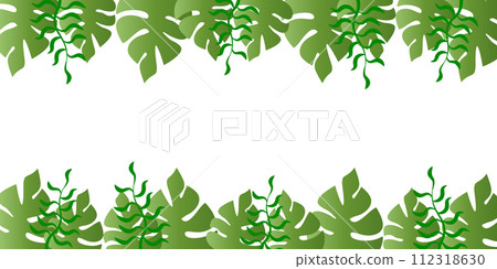 Background frame made of green plant leaves. Spring or Summer Season leaves Nature panorama Banner Background. Vector, clipart. Background frame made of green plant leaves. Spring or Summer Season leaves Nature panorama Banner Background. Vector, clipart. 112318630