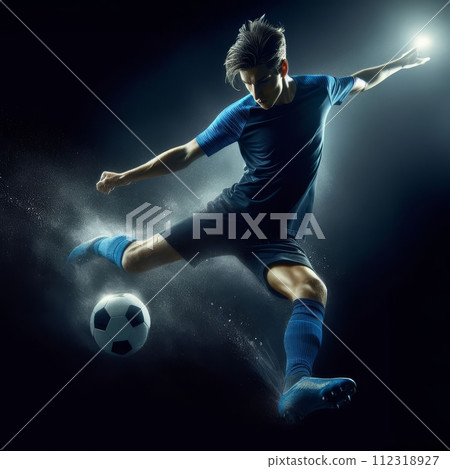 The moment a soccer player takes a shot The moment a soccer player takes a shot 112318927