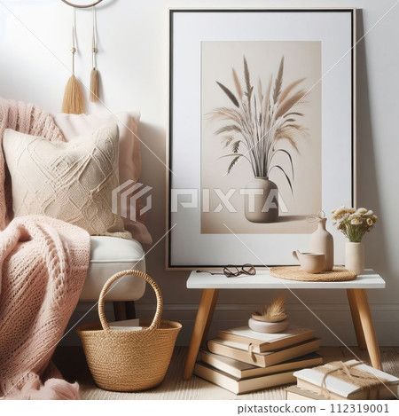有白色海報框架的房間 112319001