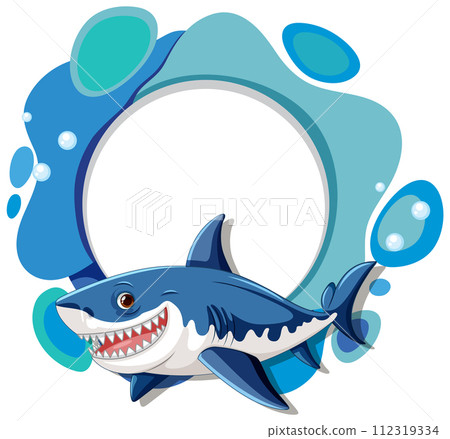 Cheerful Shark with Bubbly Frame Cheerful Shark with Bubbly Frame 112319334