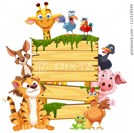 Joyful Assembly of Cartoon Animals Joyful Assembly of Cartoon Animals 112319349