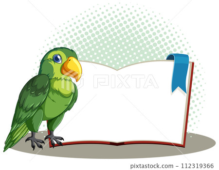 Parrot Perched on Open Blank Book 112319366