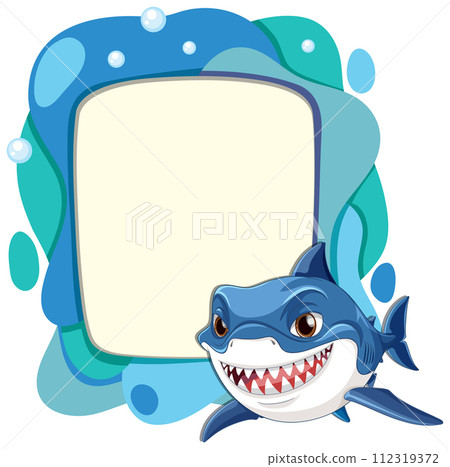 Friendly Shark Cartoon with Bubble Frame 112319372