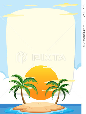 Tropical Island Sunset Vector Illustration Tropical Island Sunset Vector Illustration 112319380