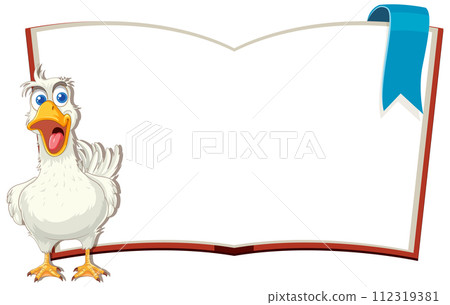 Happy Chicken with Open Storybook Happy Chicken with Open Storybook 112319381