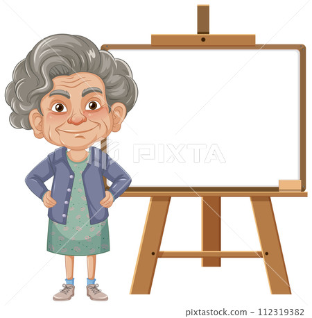 Elderly Artist with Blank Canvas Elderly Artist with Blank Canvas 112319382