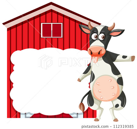 Friendly Cow by the Red Barn 112319385