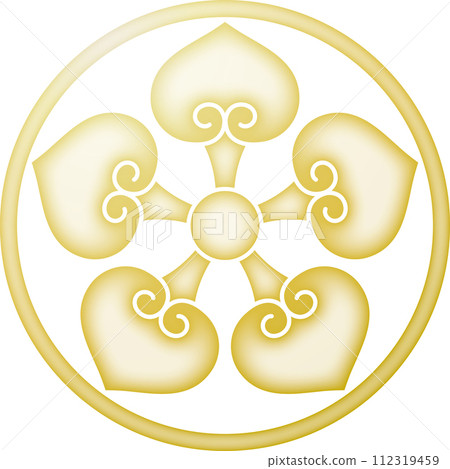Family crest, thin ring and five-backed Aoi [gold] 112319459