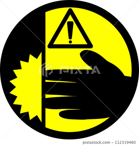 Caution mark image material for getting caught in the door 112319460