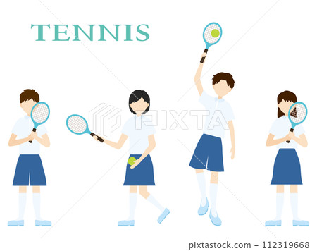 Illustration of a man and a woman playing tennis 112319668