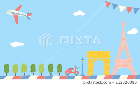 Background frame inspired by France, stylish hand-drawn illustration 112320080