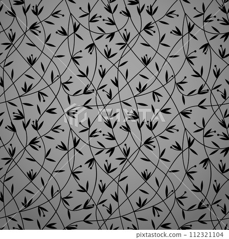 Flower pattern. Seamless black and gray ornament. Graphic vector background. Ornament for fabric, wallpaper, packaging 112321104