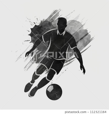 Footballer silhouette and vector illustration, different style, Running 112321164