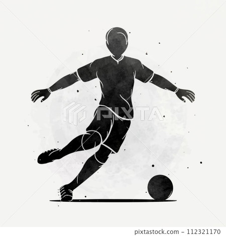 Footballer silhouette and vector illustration, different style, Running 112321170