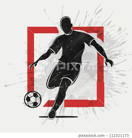 Footballer silhouette and vector illustration, different style, Running 112321173