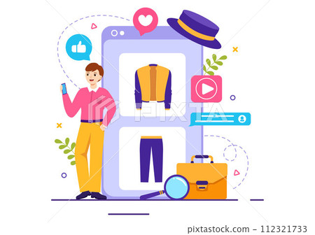 Fashion Blog Vector Illustration with Bloggers Review Videos of Fashionable Clothes Trends and Run Online in Flat Cartoon Background Style Fashion Blog Vector Illustration with Bloggers Review Videos of Fashionable Clothes Trends and Run Online in Flat Cartoon Background Style 112321733