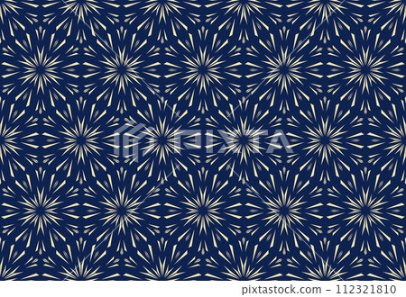 Abstract geometric pattern with lines, snowflakes. A seamless vector background. Gold and dark blue texture. Graphic modern pattern Abstract geometric pattern with lines, snowflakes. A seamless vector background. Gold and dark blue texture. Graphic modern pattern 112321810