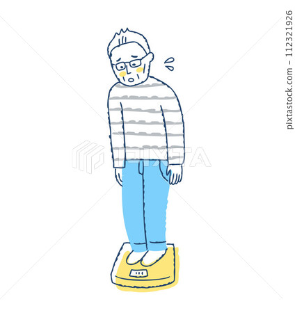 Senior man concerned about his weight 112321926