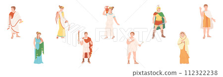 Ancient Roman People Character in Traditional Garment Vector Set 112322238