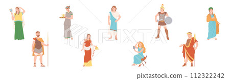 Ancient Roman People Character in Traditional Garment Vector Set Ancient Roman People Character in Traditional Garment Vector Set 112322242