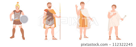 Ancient Roman People Character in Traditional Garment Vector Set 112322245