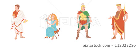 Ancient Roman People Character in Traditional Garment Vector Set 112322250