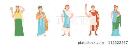 Ancient Roman People Character in Traditional Garment Vector Set 112322257