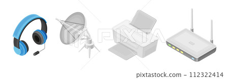 Wireless Communication Equipment and Device Isometric Vector Set Wireless Communication Equipment and Device Isometric Vector Set 112322414
